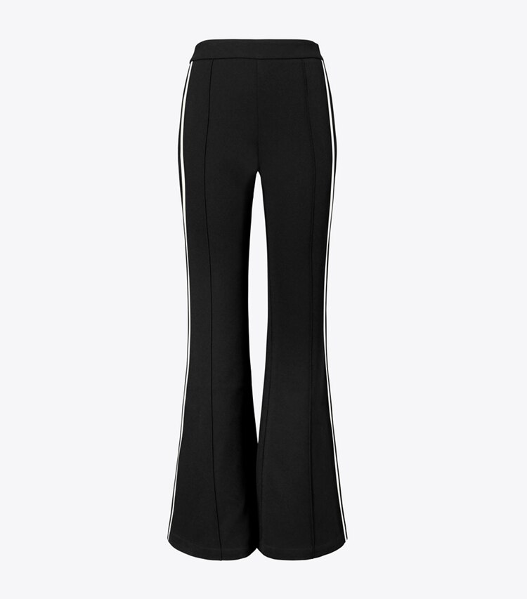 Tory Sport designer pantaloni Pantalone svasato con banda laterale in Black front