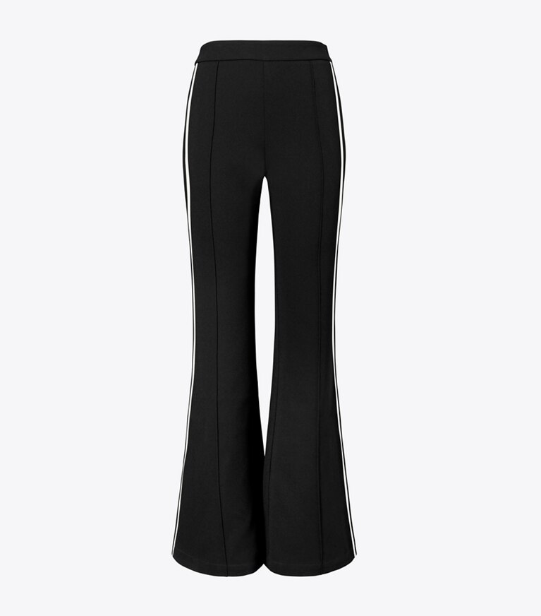 Tory Sport designer pantaloni Pantalone svasato con banda laterale in Black front