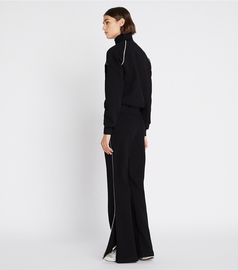 Tory Sport designer pantaloni Pantalone svasato con banda laterale in Black front