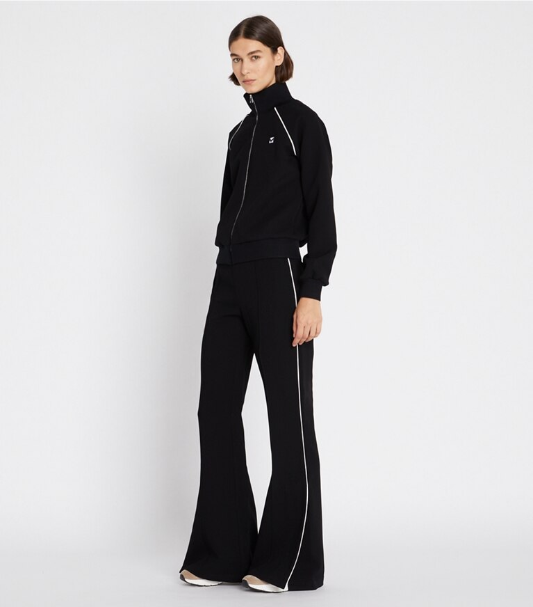Tory Sport designer pantaloni Pantalone svasato con banda laterale in Black front