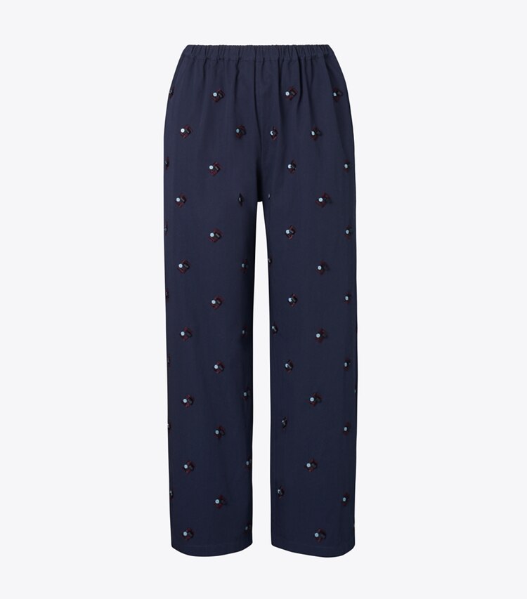 Tory Burch diseñador ropa de playa Pantalones de algodón con adornos en Medium Navy frente