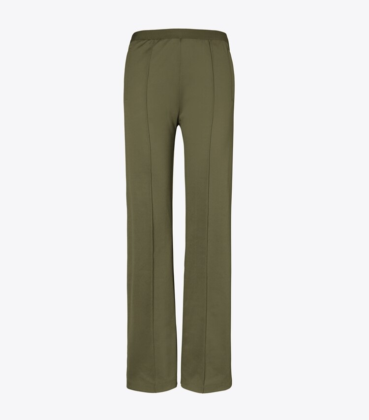 Tory Sport diseñador prendas inferiores Pantalones de chándal de punto doble en Light Olive frontal