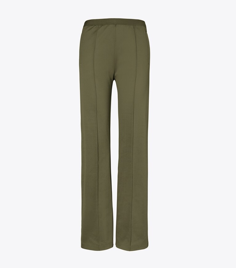 Tory Sport diseñador prendas inferiores Pantalones de chándal de punto doble en Light Olive frontal