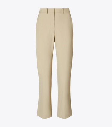 Tory Burch diseñador prendas inferiores Pantalones de golf elásticos, recortados en Washed Khaki frente