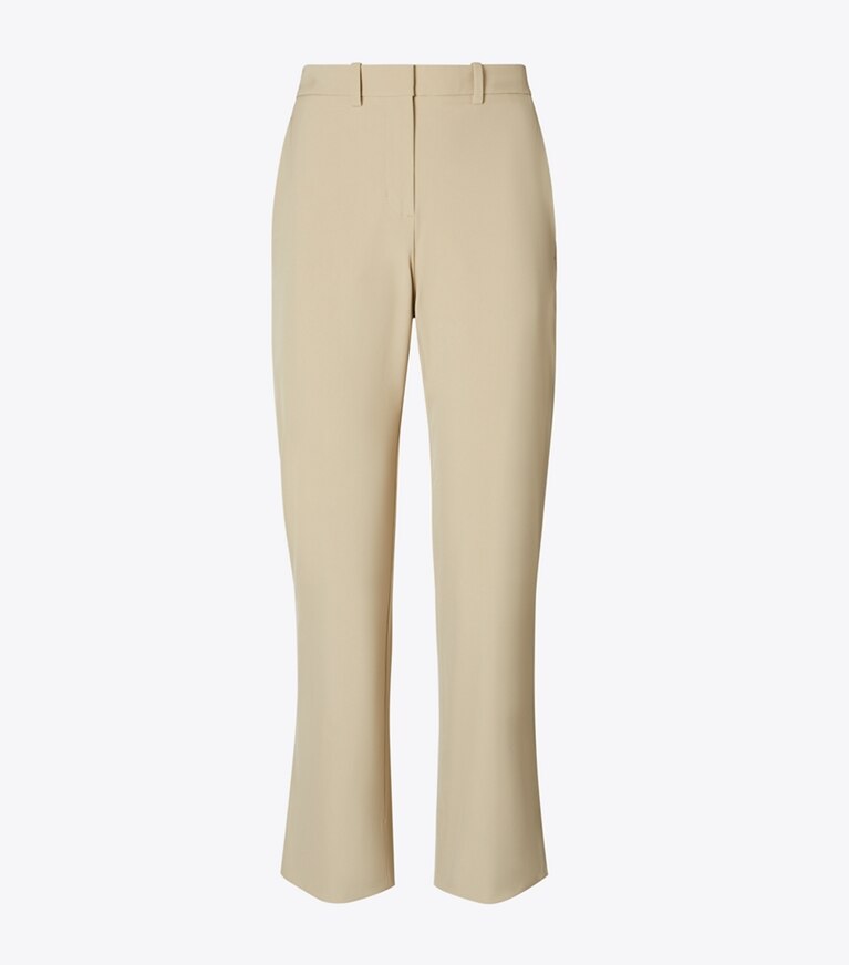 Tory Burch diseñador prendas inferiores Pantalones de golf elásticos, recortados en Washed Khaki frente