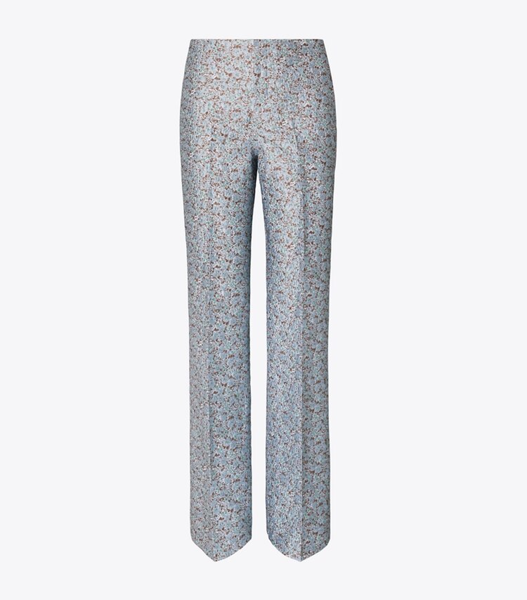 Tory Burch diseñador prendas inferiores Pantalones de jacquard en Blue Floral frente