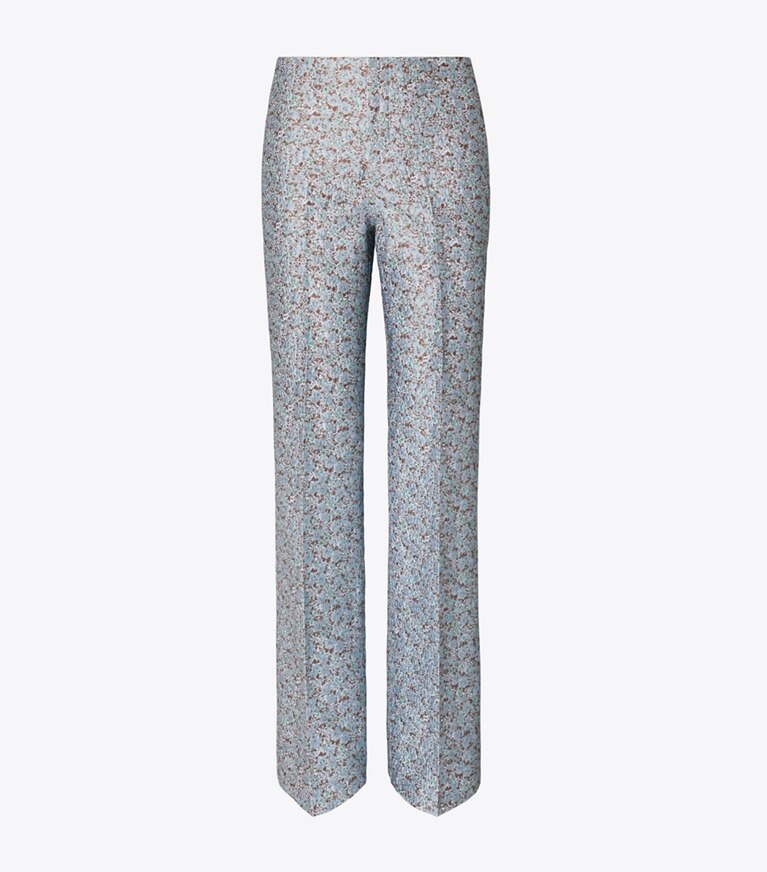 Tory Burch diseñador prendas inferiores Pantalones de jacquard en Blue Floral frente