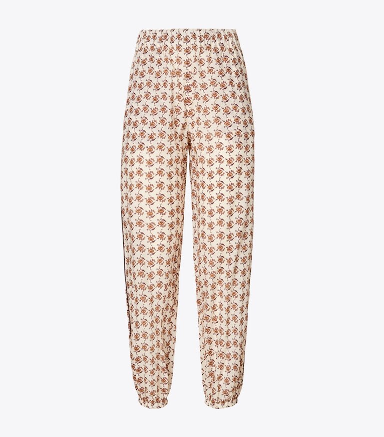 Tory Burch diseñador ropa de playa Pantalones de playa estampados en Curly Ditsy Logo frontal