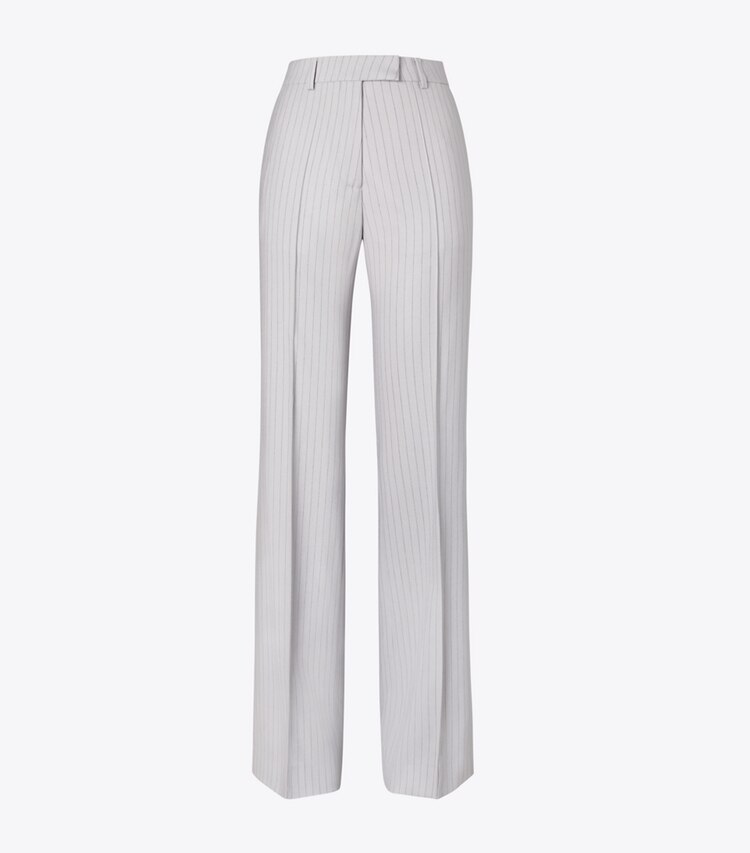 Tory Burch diseñador prendas inferiores Pantalones de viscosa y lana en Dark Gray Pinstripe frente