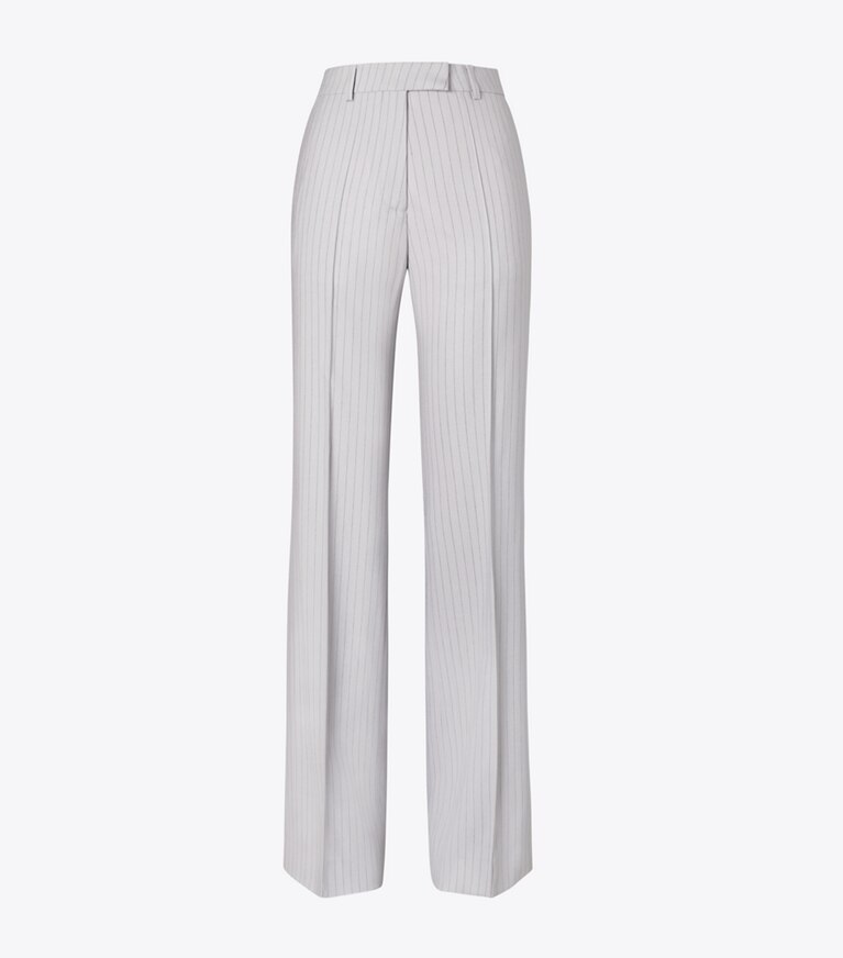 Tory Burch diseñador prendas inferiores Pantalones de viscosa y lana en Dark Gray Pinstripe frente