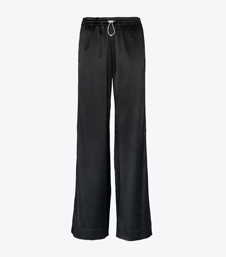Tory Sport diseñador prendas inferiores Pantalones deportivos de satén en Sport Black frontal
