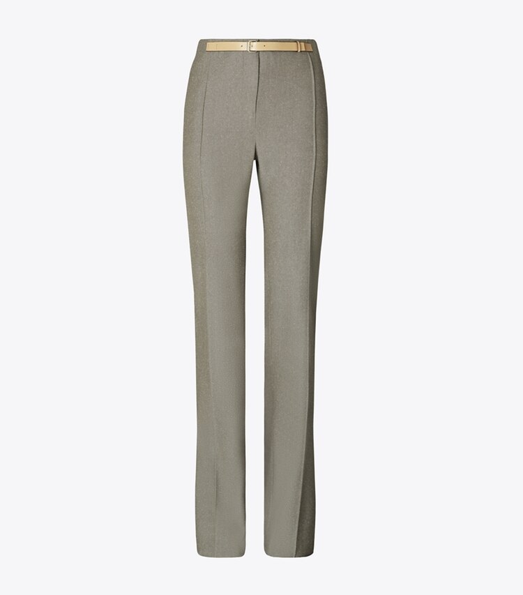 Tory Burch designer pantaloni Pantaloni a vita alta in lana in Mountain Ash Ground/Marshmallow Fleck front