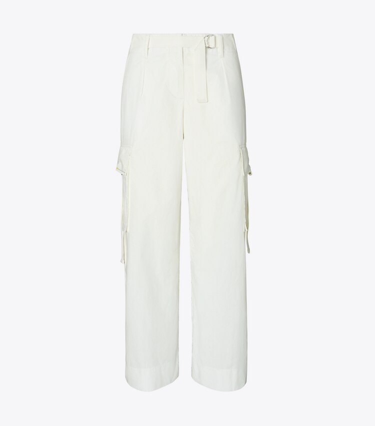 Tory Burch designer pantaloni Pantaloni cargo di cotone in Optic White front