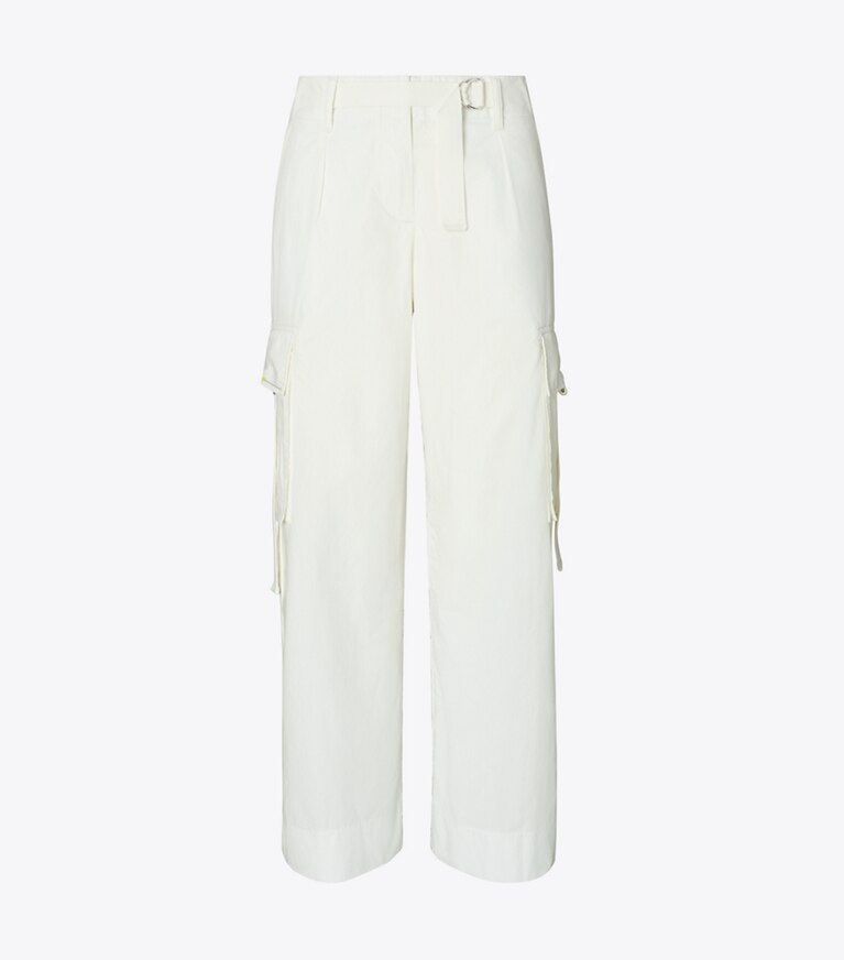 Tory Burch designer pantaloni Pantaloni cargo di cotone in Optic White front