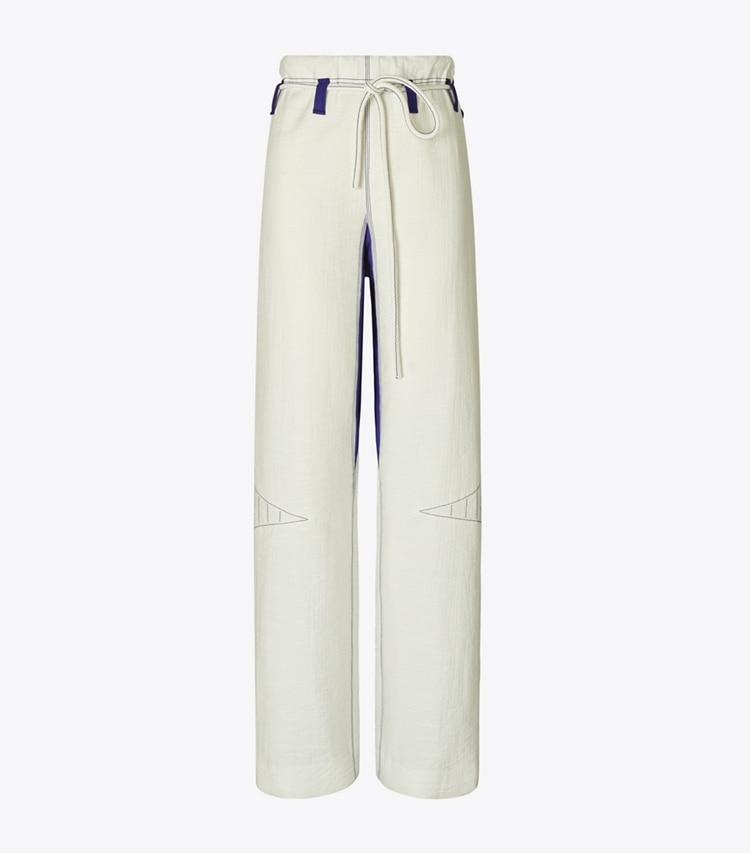 Tory Burch designer pantaloni Pantaloni in cotone a gamba ampia in Marshmallow front