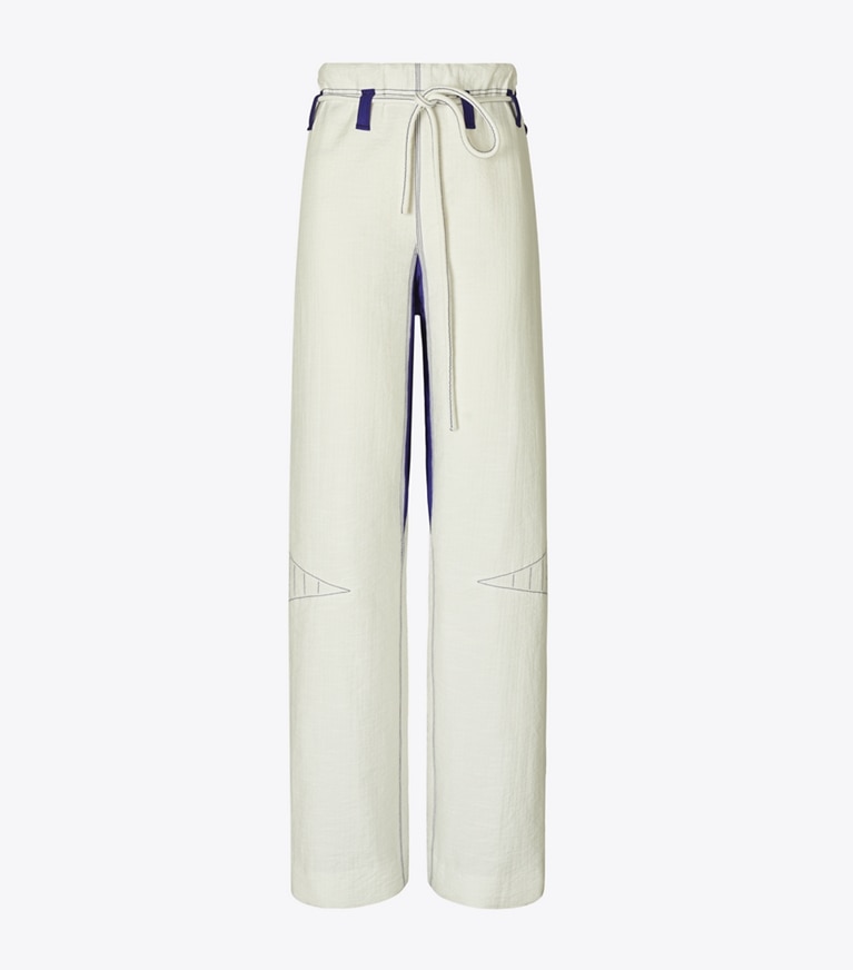 Tory Burch designer pantaloni Pantaloni in cotone a gamba ampia in Marshmallow front