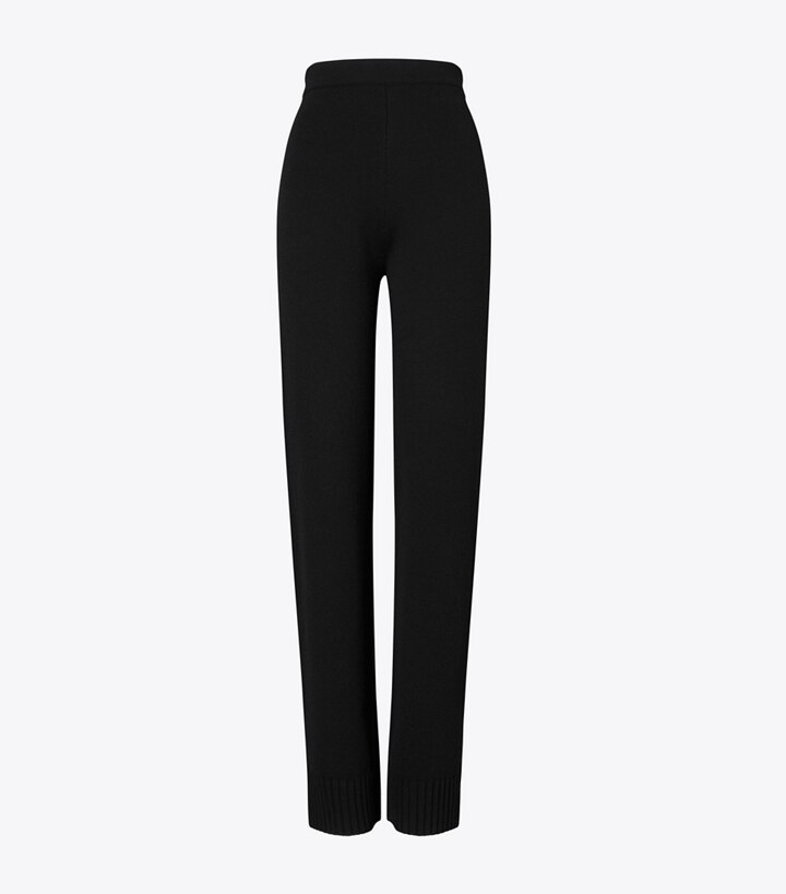 Tory Burch designer pantaloni Pantaloni in maglia di lana in BLACK front