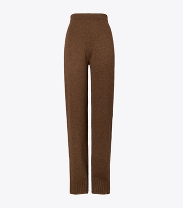 Tory Burch designer pantaloni Pantaloni in maglia di lana in Dark Roast front