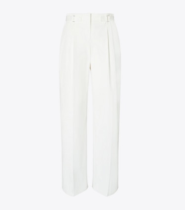 Tory Burch designer pantaloni Pantaloni in twill di cotone in White front