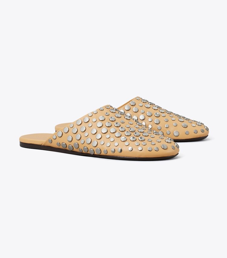 Tory Burch designer loafers Pantolette mit Nieten in CANTUCCI / SILVER angle