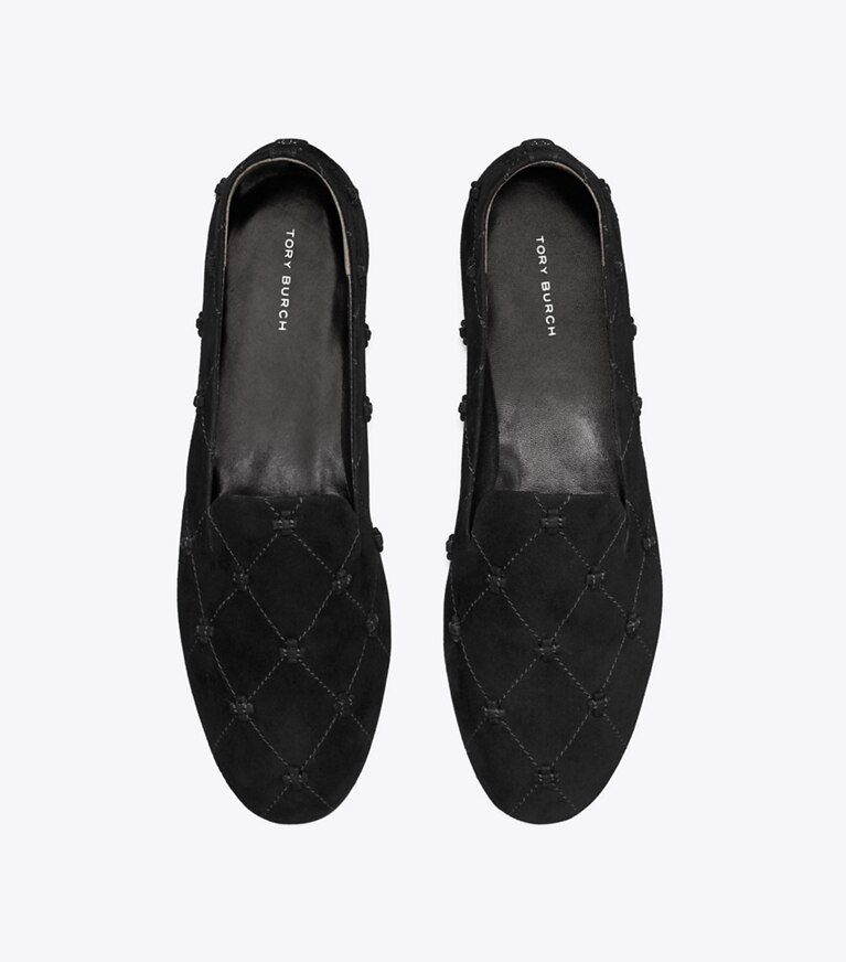 Tory Burch designer mocassins Pantoufle Smoking Bunny Knot dans PERFECT BLACK vue du dessus