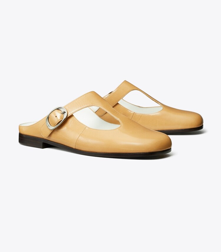 Tory Burch diseñador zapatos planos Pantufla con tira en T Violet en CANTUCCI ángulo