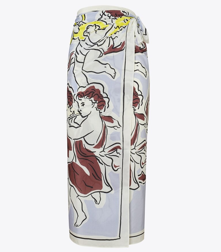 Tory Burch designer paréos Paréo en coton dans Lilac Cherubs de face