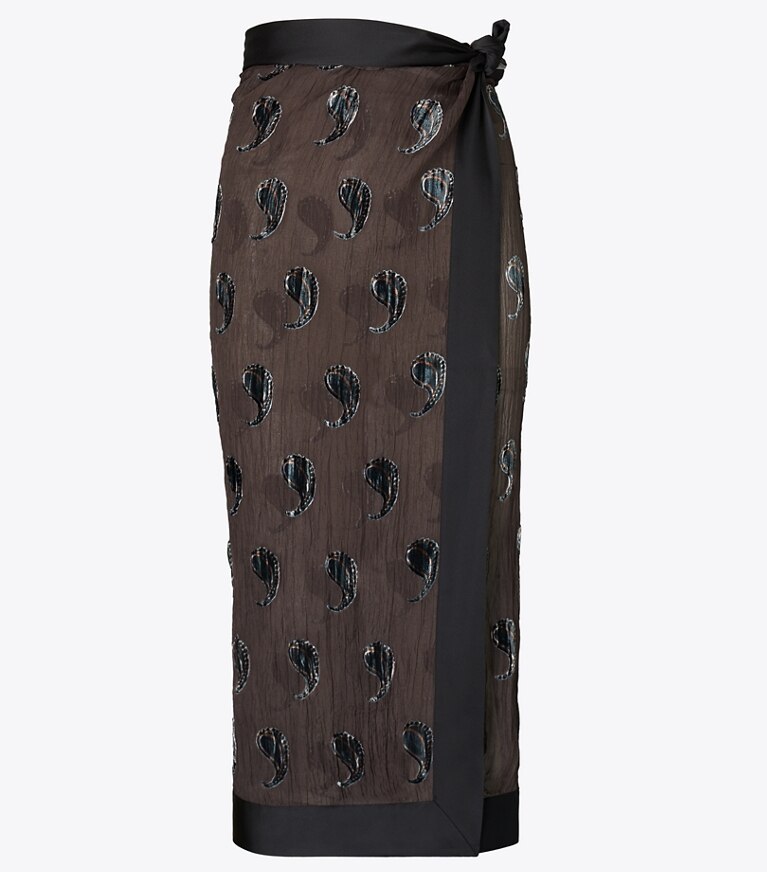 Tory Burch designer copricostume Pareo in seta in Brown Paisley front