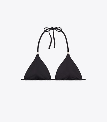 Tory Burch diseñador de dos piezas Parte de arriba de bikini lisa en Black frente