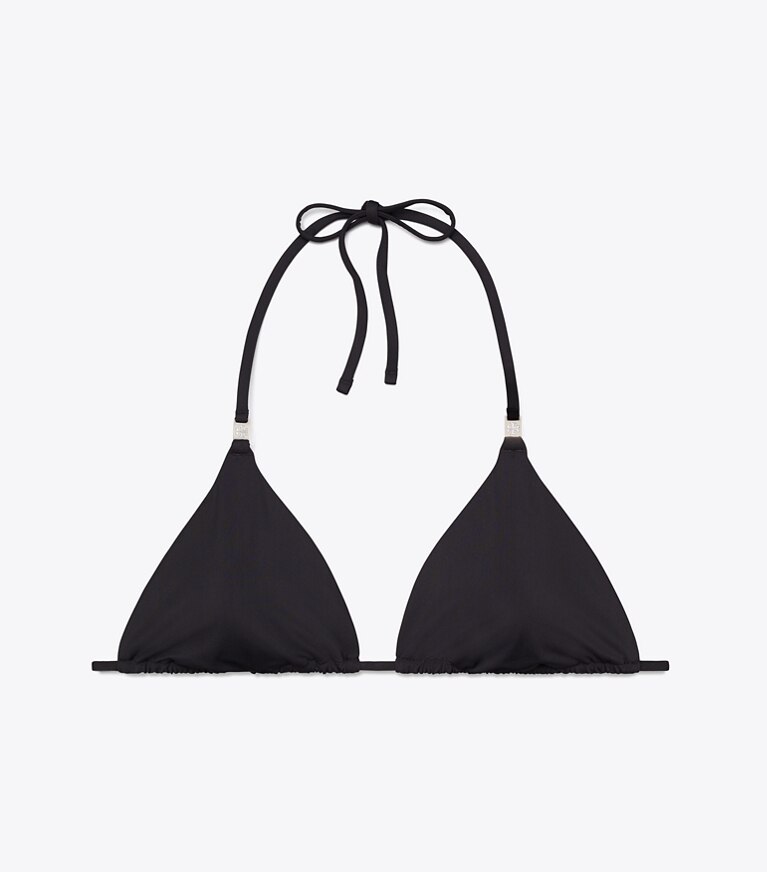 Tory Burch diseñador de dos piezas Parte de arriba de bikini lisa en Black frente