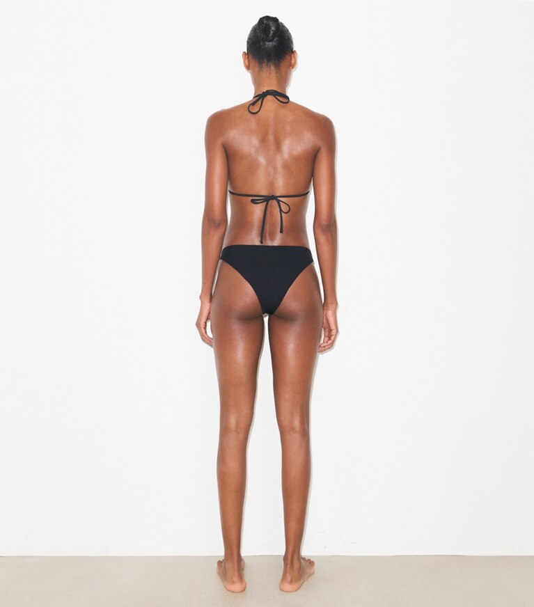Tory Burch diseñador de dos piezas Parte de arriba de bikini lisa en Black parte posterior en modelo