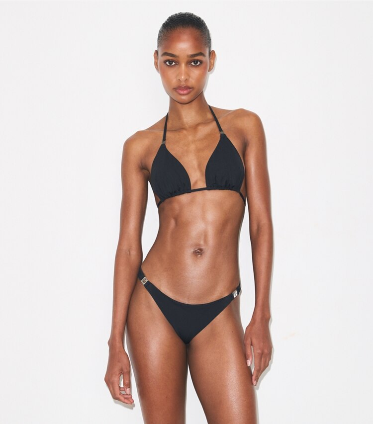 Tory Burch diseñador de dos piezas Parte de arriba de bikini lisa en Black detalle en modelo