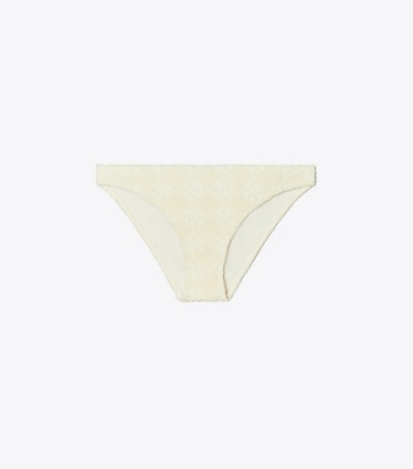 Tory Burch diseñador de dos piezas Parte inferior de bikini con logotipo Terry en NEW IVORY frente