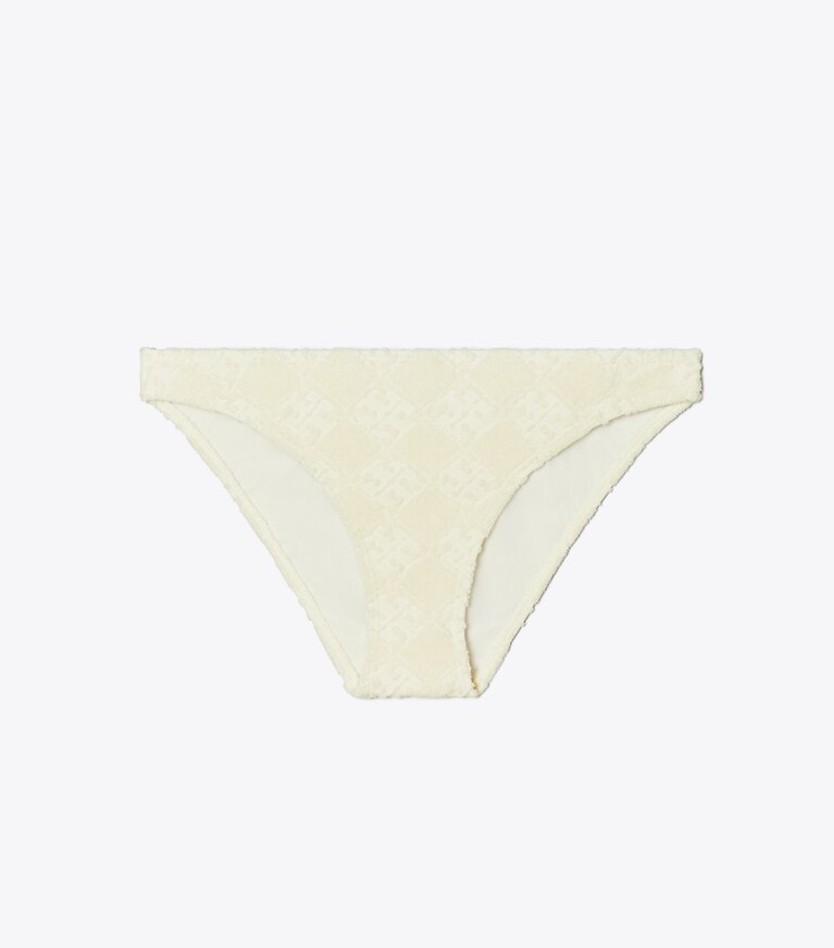 Tory Burch diseñador de dos piezas Parte inferior de bikini con logotipo Terry en NEW IVORY frente