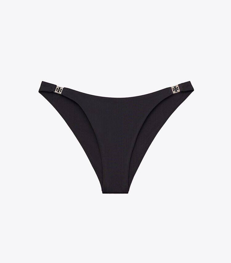 Tory Burch diseñador de dos piezas Parte inferior de bikini lisa en Black frente