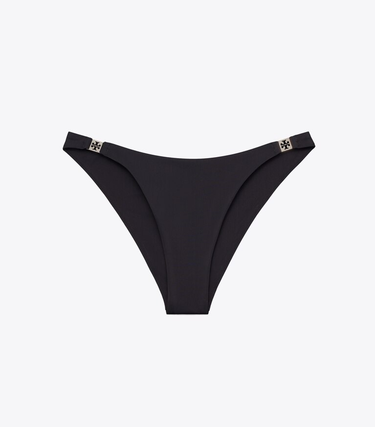Tory Burch diseñador de dos piezas Parte inferior de bikini lisa en Black frente