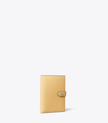 Tory Burch designer travel accessories Passport Case in Biscotti angle