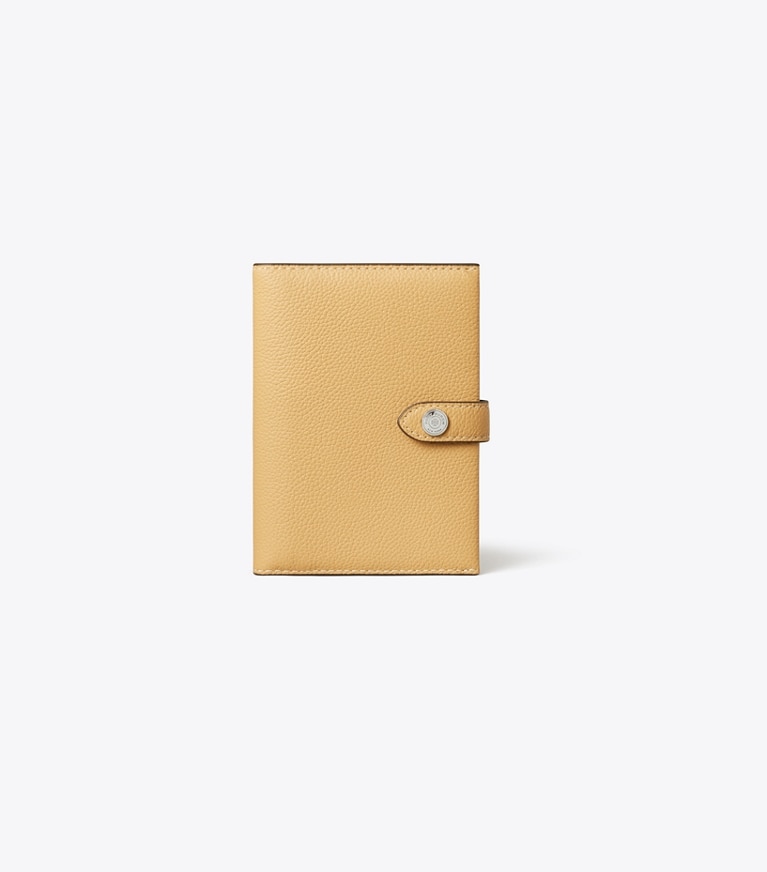 Tory Burch designer travel accessories Passport Case in Biscotti angle