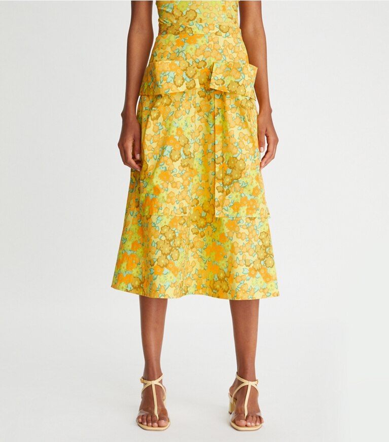 Tory Burch designer coverups Patch Pocket Skirt in Yellow Blossom front