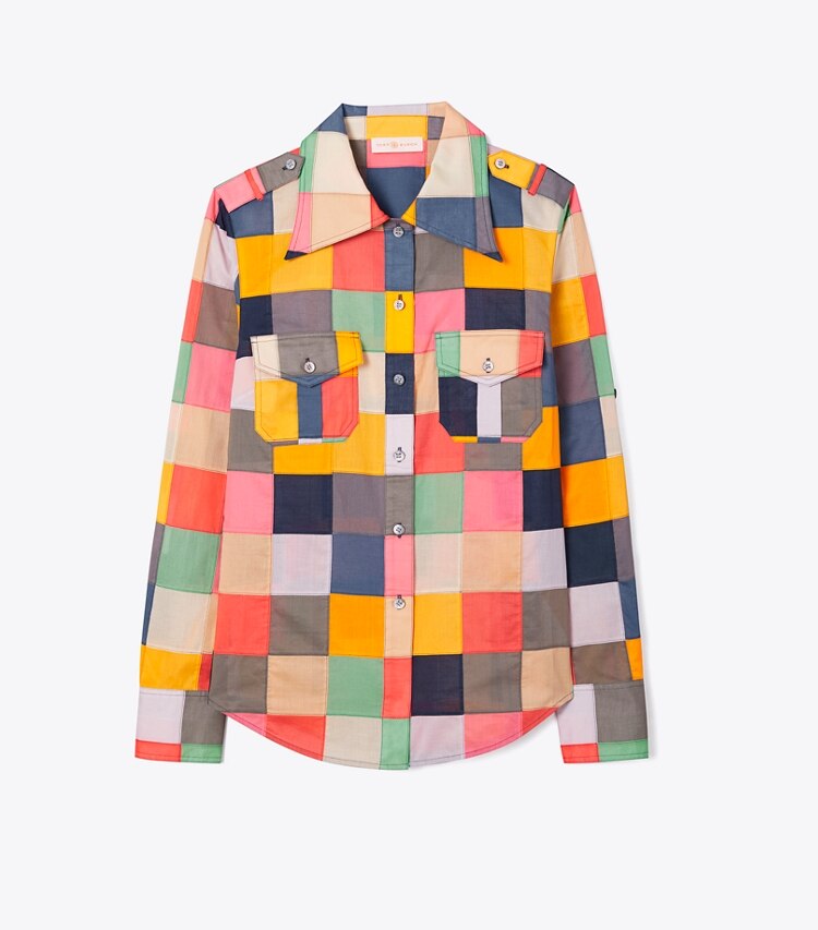 Tory Burch designer tops Patchwork Brigitte Shirt in PATCHWORK MULTI front