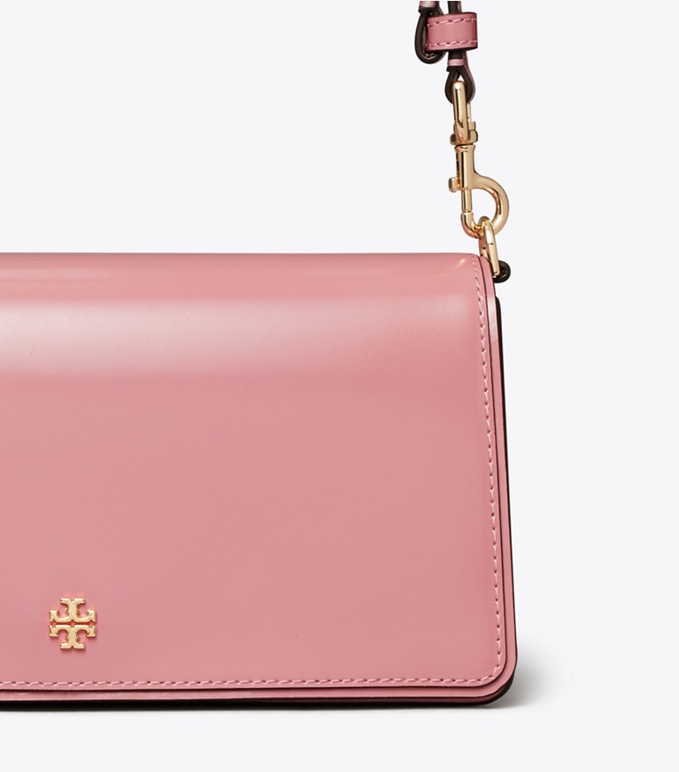 Tory Burch designer crossbody bags Patent Leather Convertible Crossbody in Pink Ginger angle