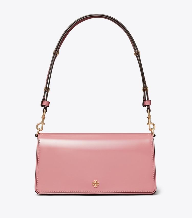 Tory Burch designer crossbody bags Patent Leather Convertible Crossbody in Pink Ginger front