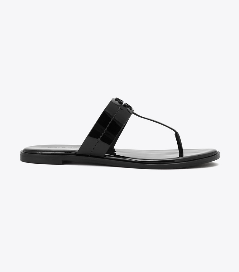 Tory Burch designer サンダル パテントレザー フラットサンダル in Perfect Black / Perfect Black side