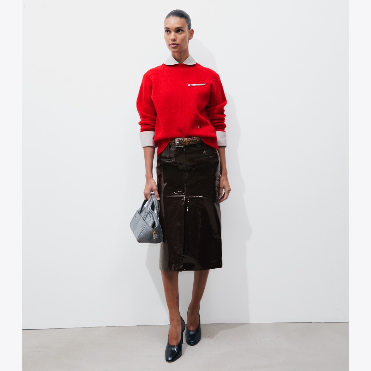 PATENT LEATHER SKIRT - thumbnail 2