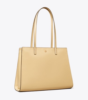 Tory Burch designer tote bags Patent Leather Tote in Soft Serve angle