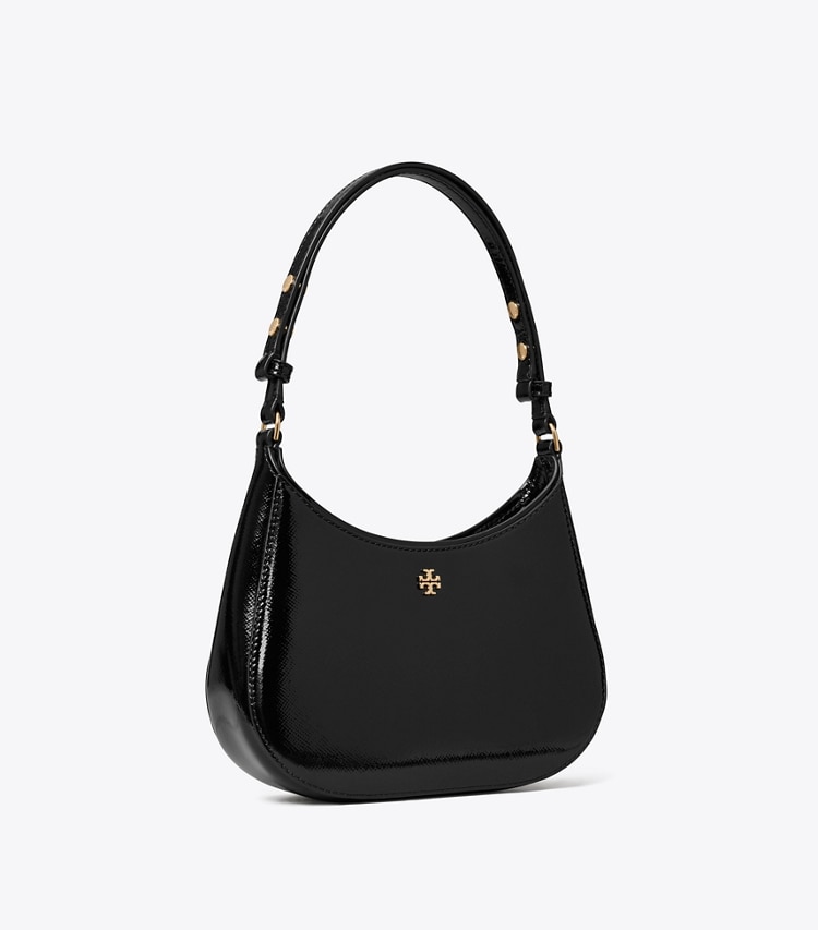 Tory Burch designer shoulder bags Patent Saffiano Shoulder Bag in Black angle