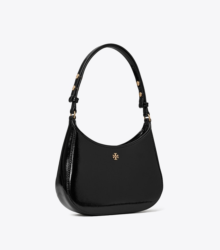 Tory Burch designer shoulder bags Patent Saffiano Shoulder Bag in Black angle