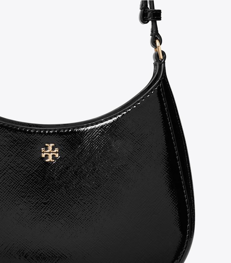 Tory Burch designer shoulder bags Patent Saffiano Shoulder Bag in Black angle