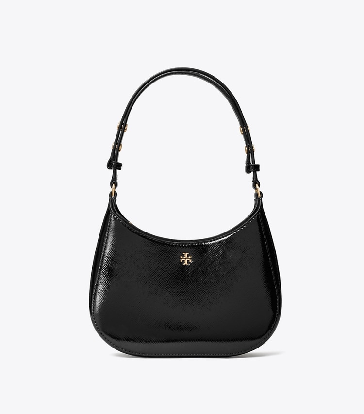 Tory Burch designer shoulder bags Patent Saffiano Shoulder Bag in Black front