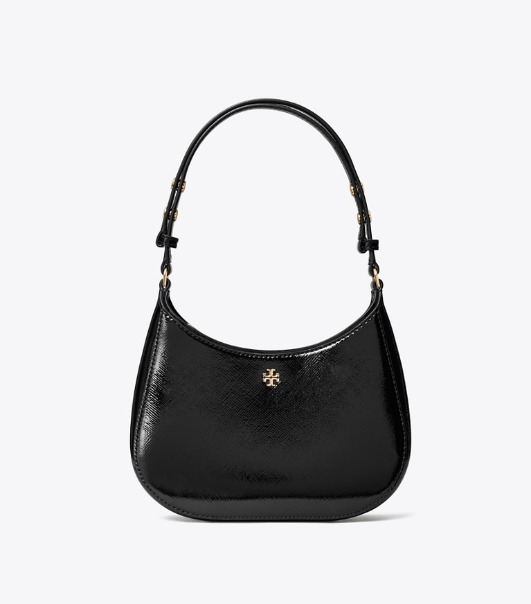Tory Burch designer shoulder bags Patent Saffiano Shoulder Bag in Black angle